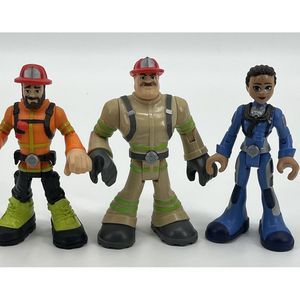 RESCUE HEROS Lot of‎ 3 Mattel  Action Figures Billy Blazes, Fire Fighter Sky